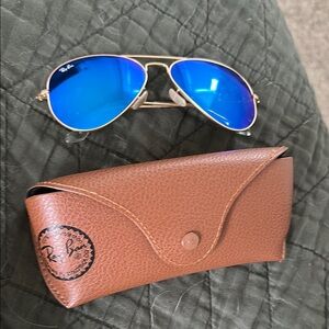 Ray-Ban Aviator Sunglasses with Blue Lenses